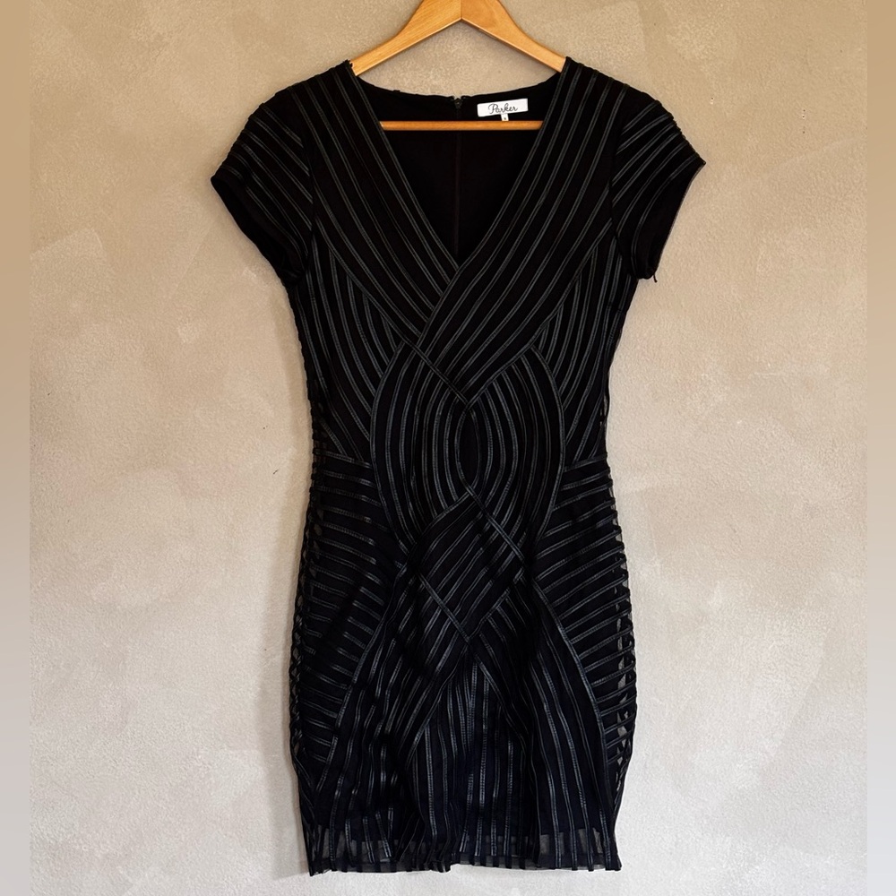 Parker Fabiana Black Mesh Mini Dress